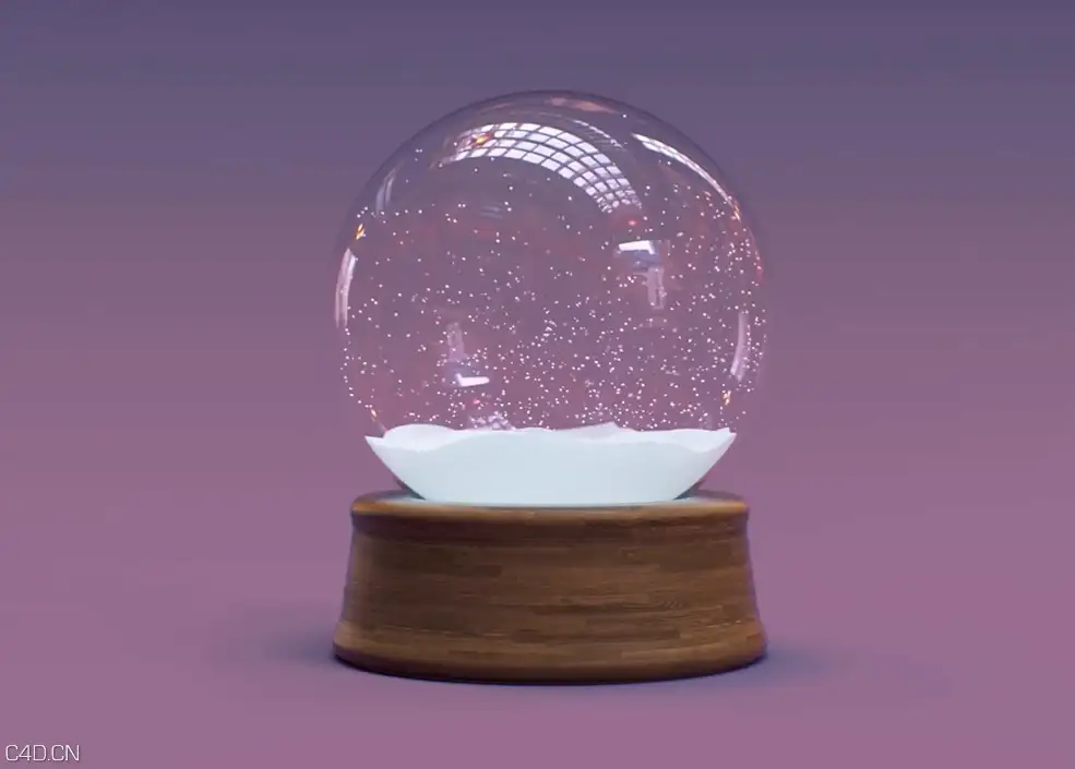 C4D制作一个下雪的水晶球教程 C4D Snow Globe - Cinema 4D Tutorial