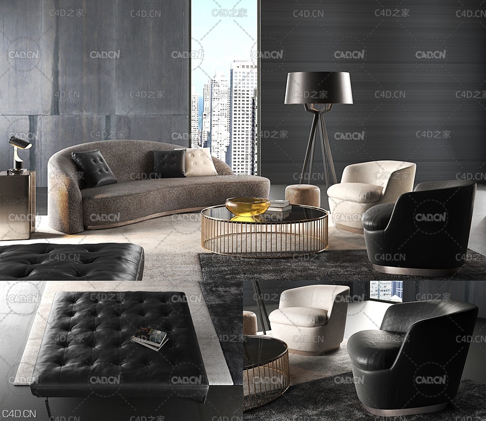 C4D室内模型：客厅渲染 BeInspiration 100 3D model