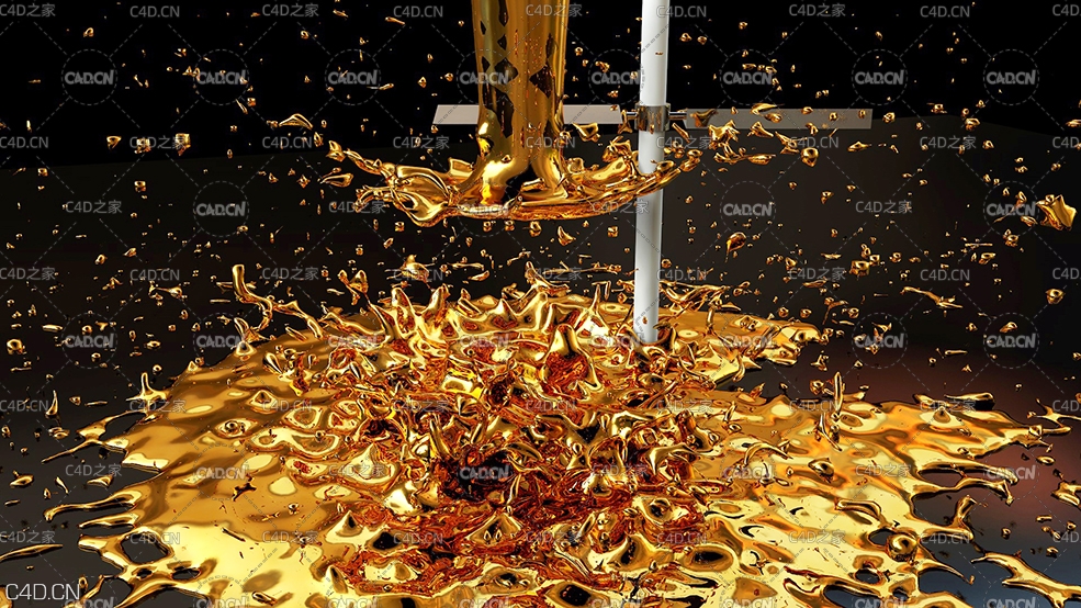 C4D RealFlow金色流体动画工程
