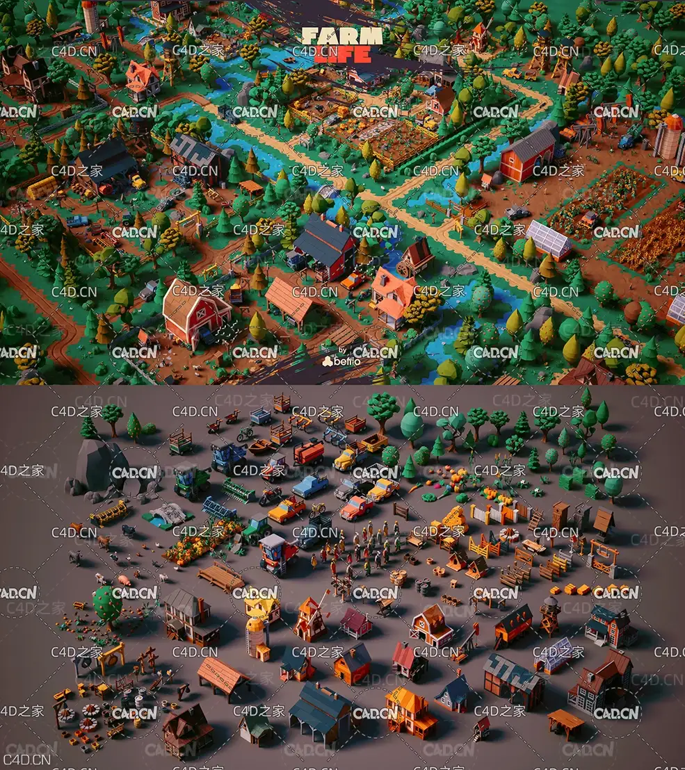 C4D低面多边形农场田园生活场景模型（建筑 植物 机械 树 动物 FBX/C4D） - C4D之家 - farm-life-ue4-unity3d-fbx-stylized-lowpoly-art-package-3d-model-low-poly-animate.jpg