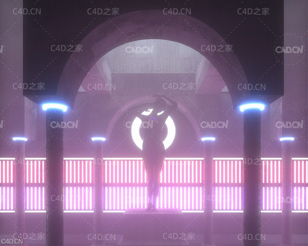 C4D Octane建筑里裸体女性工程