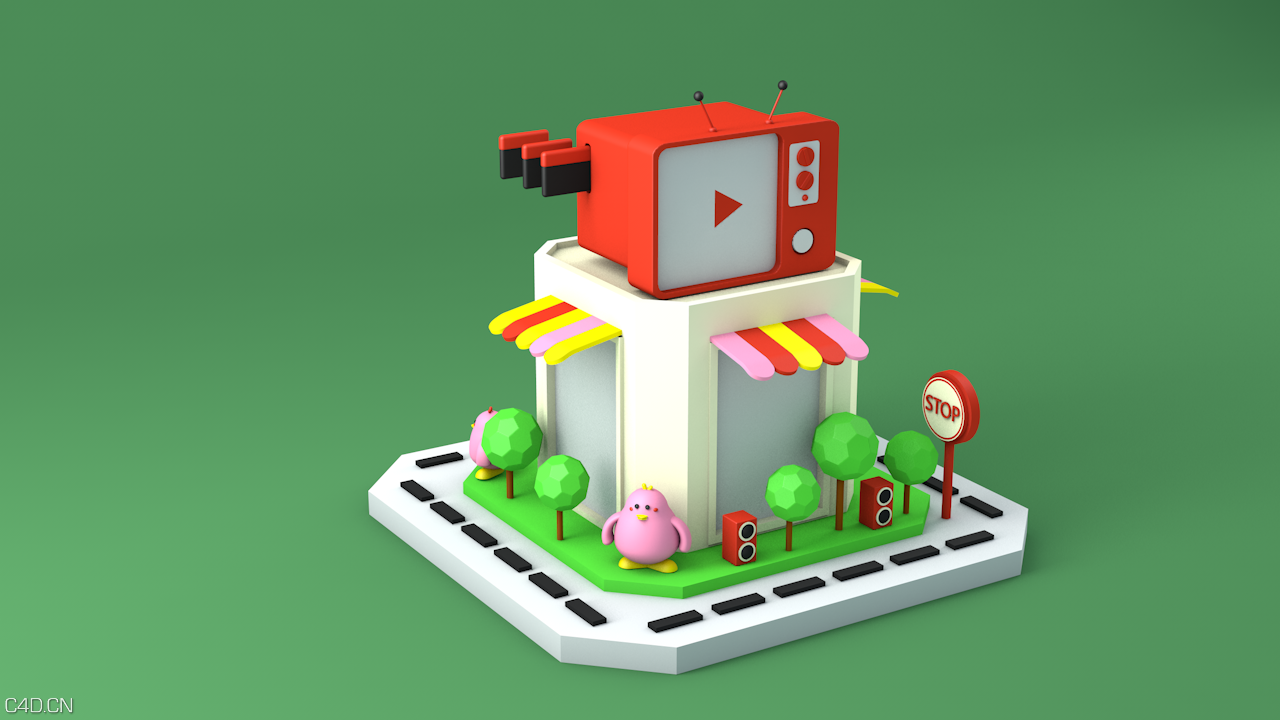 建筑小场景 - C4D之家 - little scene.png