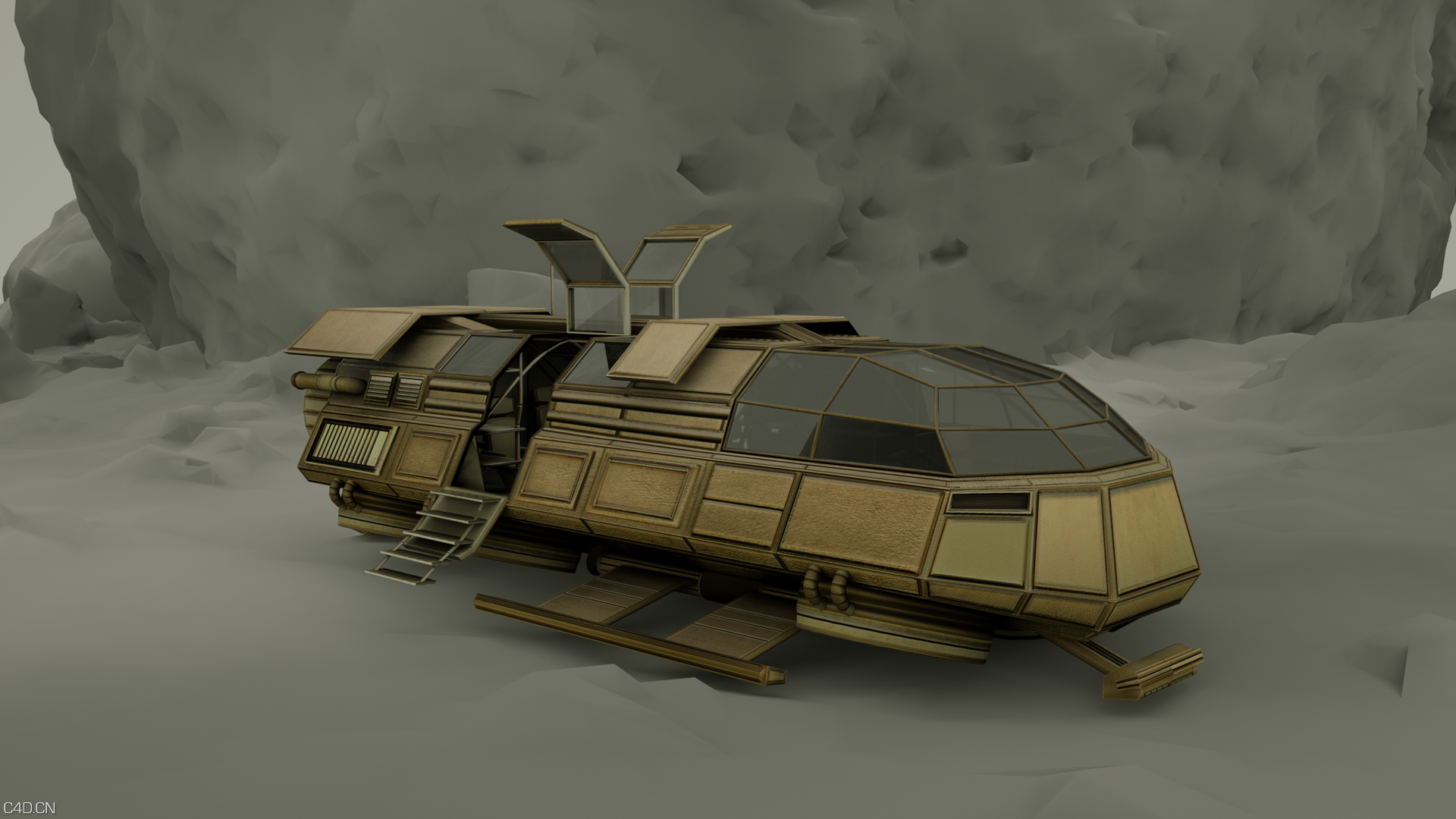 概念飞船 运输穿梭机 C4D模型 Transport Shuttle - C4D之家 - 运输穿梭机OC渲染图