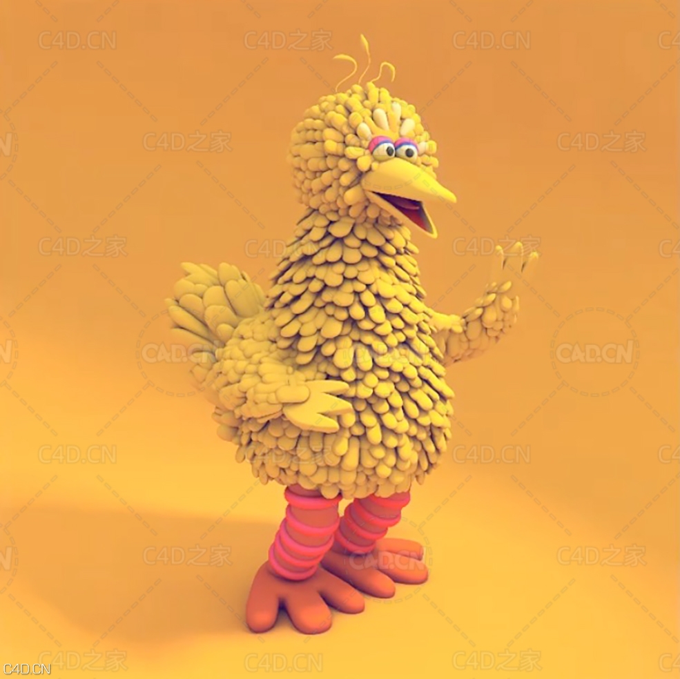 C4D创建一个抽象的卡通黄色小鸡教程