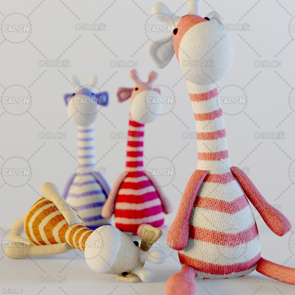 长颈鹿布艺玩偶C4D模型 Giraffe