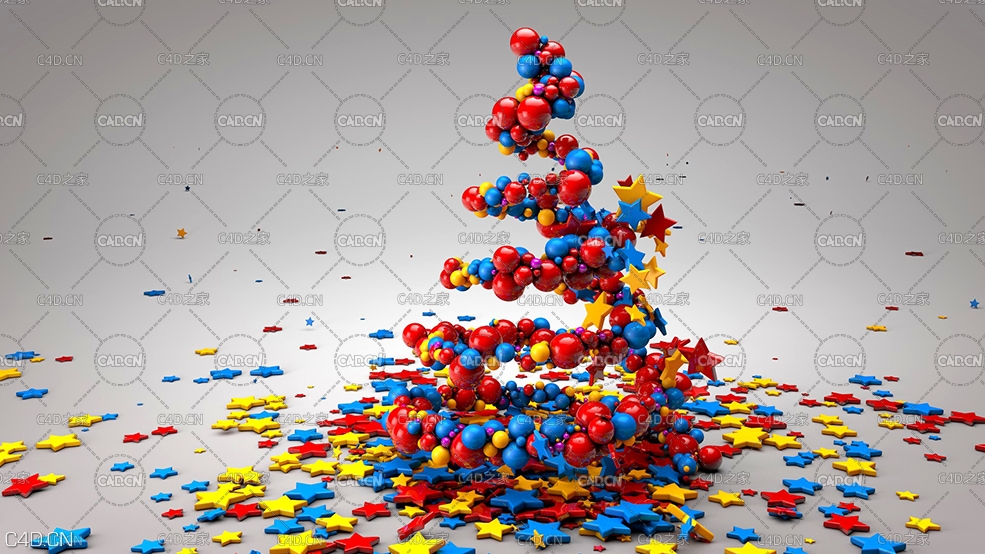 圣诞树元素汇聚消散C4D动画工程 Christmas Tree