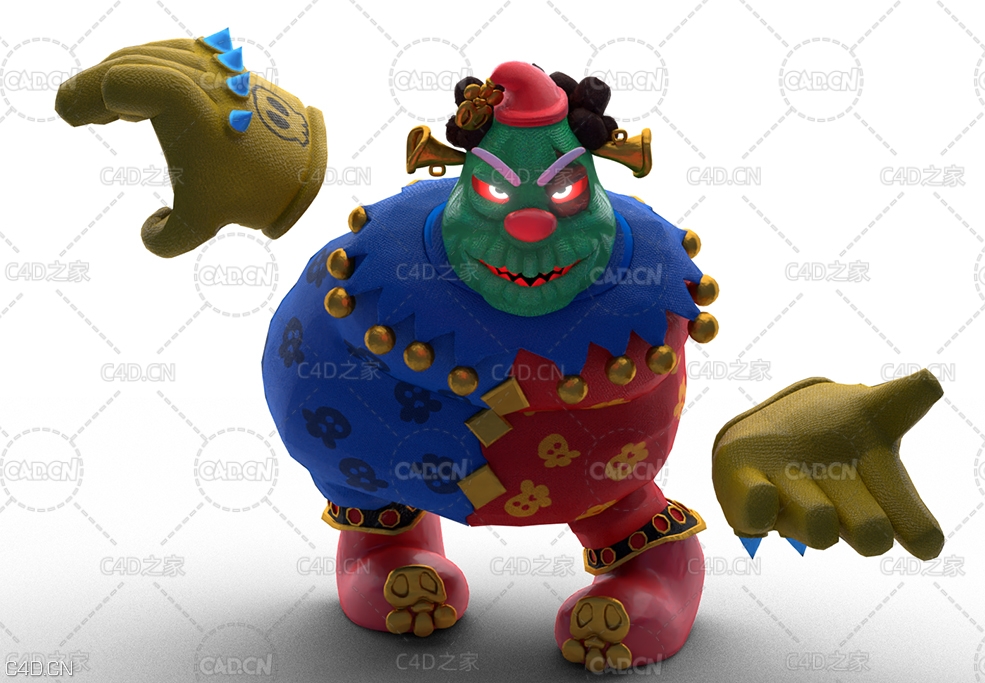 小丑鲁迪C4D模型 Rudy the Clown - C4D之家 - Render.jpg