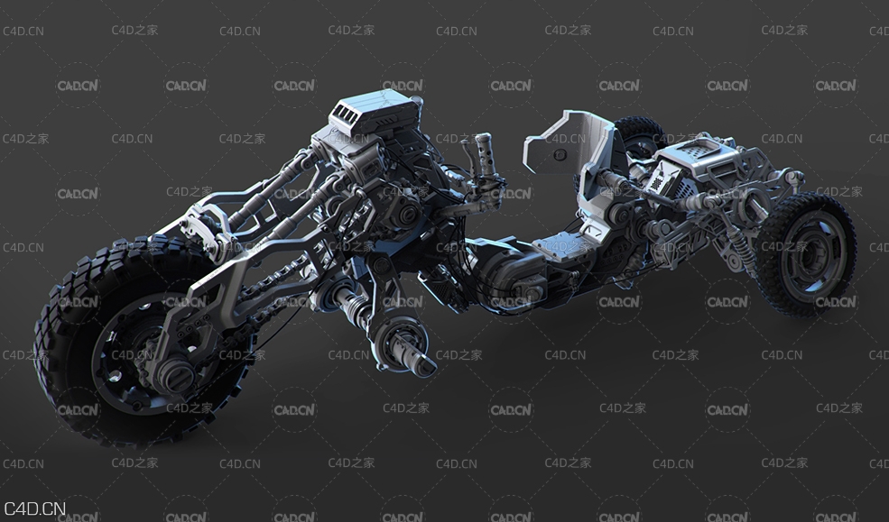 科幻战车C4D模型 Science fiction Chariot