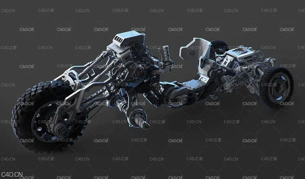 科幻战车C4D模型 Science fiction Chariot