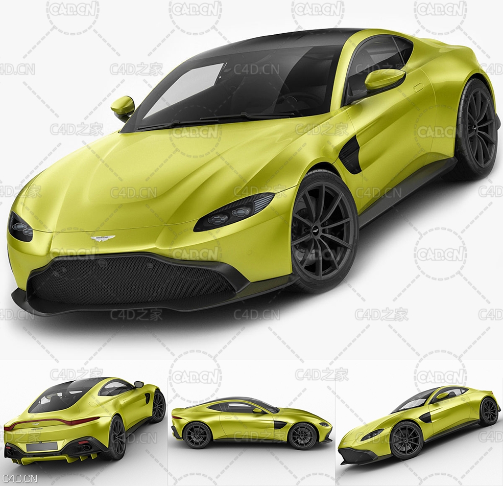 阿斯顿马丁跑车C4D模型 Aston Martin Vantage 2019 3D model