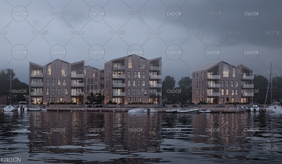 水边的建筑场景C4D VRAY模型 GTAPR Mandal Michela Tonelli