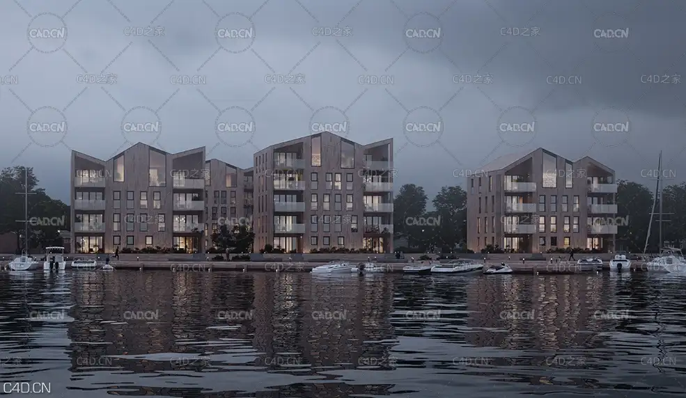 水边的建筑场景C4D VRAY模型 GTAPR Mandal Michela Tonelli