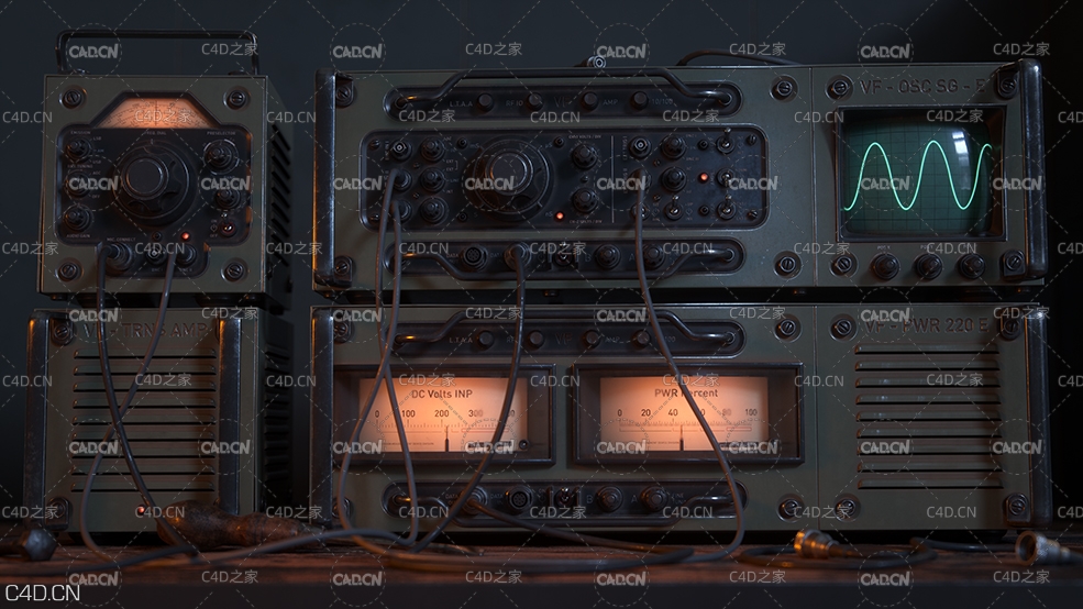 示波器仪器C4D Octane Render模型 GTAPR Meters Raphael Rau - C4D之家 - Meters_Render_01.jpg