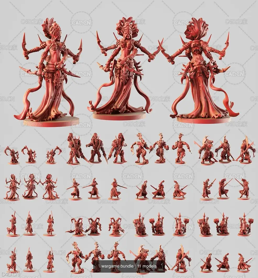 11套3D魔幻战争游戏角色模型（STL/OBJ）wargame bundle 3D Model Collection - C4D之家 - wargame-bundle-3d-model-obj-mtl-stl.jpg