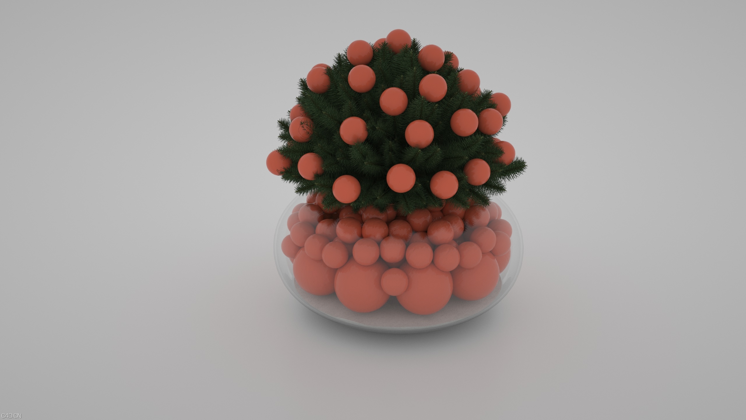 圣诞节花盆装饰摆件 C4D模型 带材质 - C4D之家 - 1.jpg