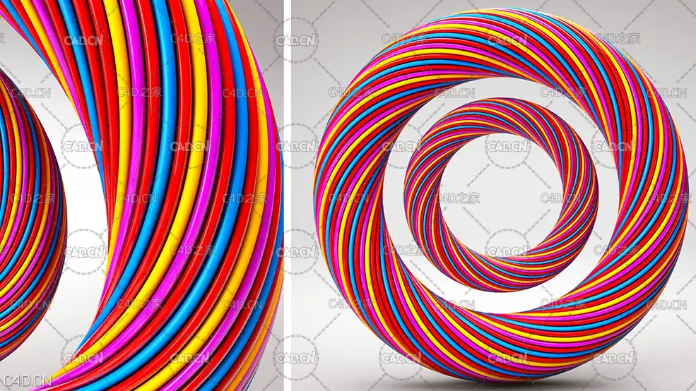 C4D七彩抽象环线工程 Cinema 4D Abstract Ring Wire