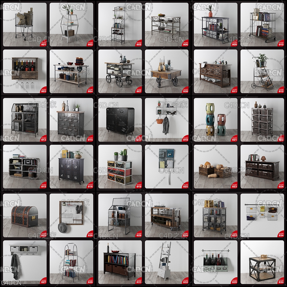 36个时尚家具实用柜子架子模型合集 Evermotion - Archmodels.205 - C4D之家 - 1.jpg