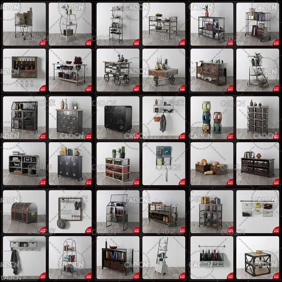 36个时尚家具实用柜子架子模型合集 Evermotion - Archmodels.205 - C4D之家 - 1.jpg