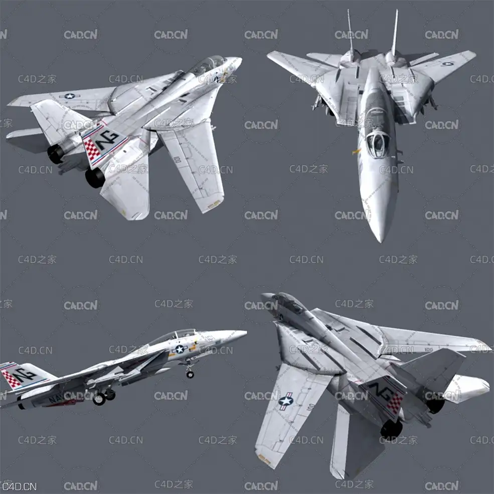 F18舰载机 F14战斗机C4D模型 Combat Aircrafts 3D model