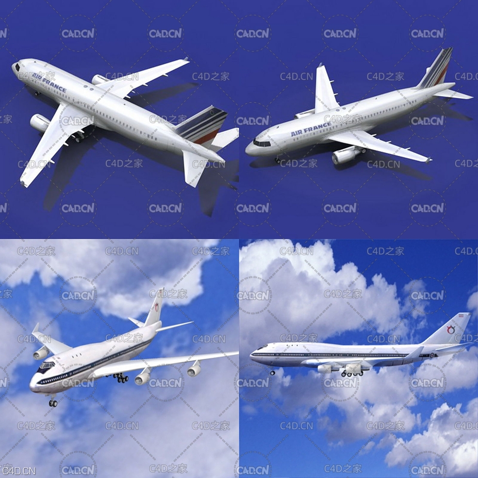 空中客车A320 波音747飞机C4D模型 Pack - Commercial Airplanes 3D model