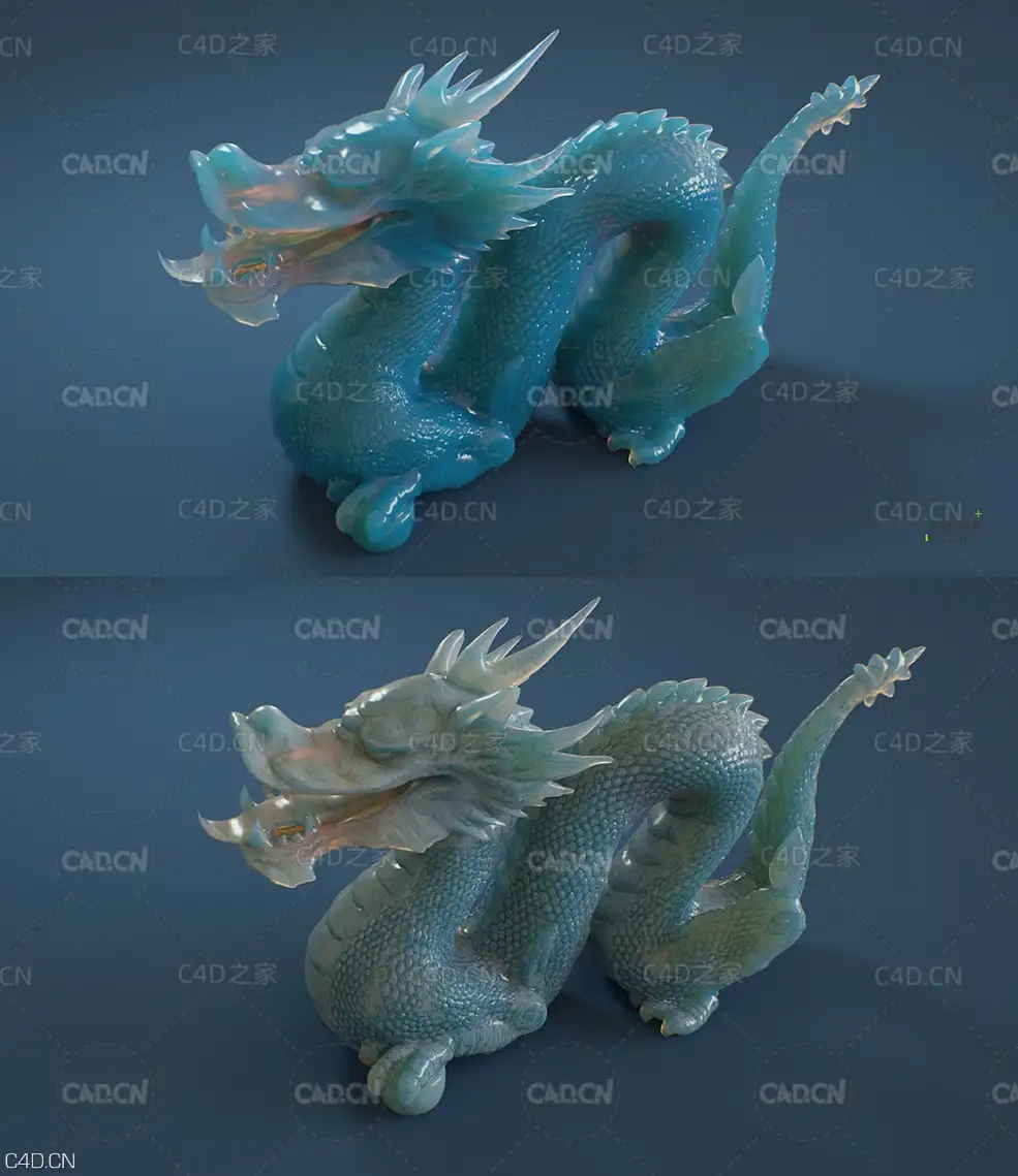 C4D Octane Render次表面散射材质：玉龙 Dragon
