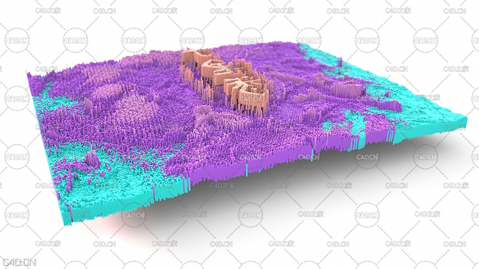 C4D像素格马赛克画创意图案工程
