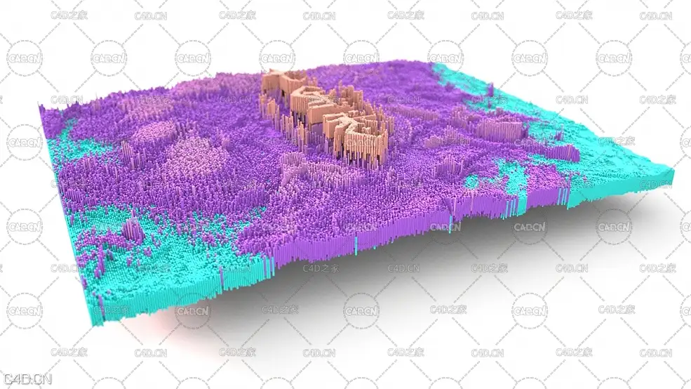C4D像素格马赛克画创意图案工程