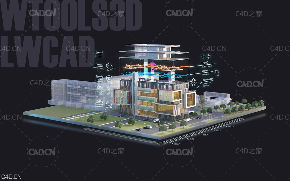 C4D仿CAD建筑建模插件 WTools3D LWCAD v2018.31 For Cinema 4D R20-R21 Win解锁版