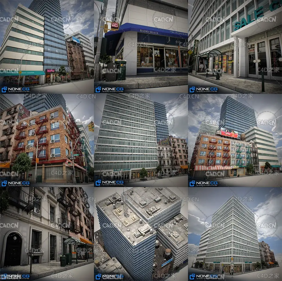 城市建筑 市区街道 纽约建筑C4D模型 NYC Block Set 2 3D model