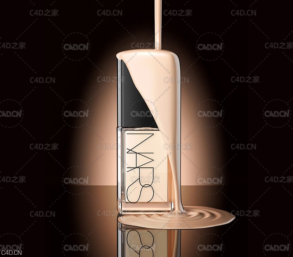 C4D粉底液化妆品建模 OC渲染 realflow流体液体制作案例教程