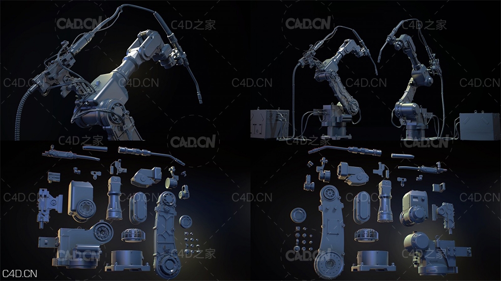 工业机械手臂C4D模型 Indsutrial Welding Arm