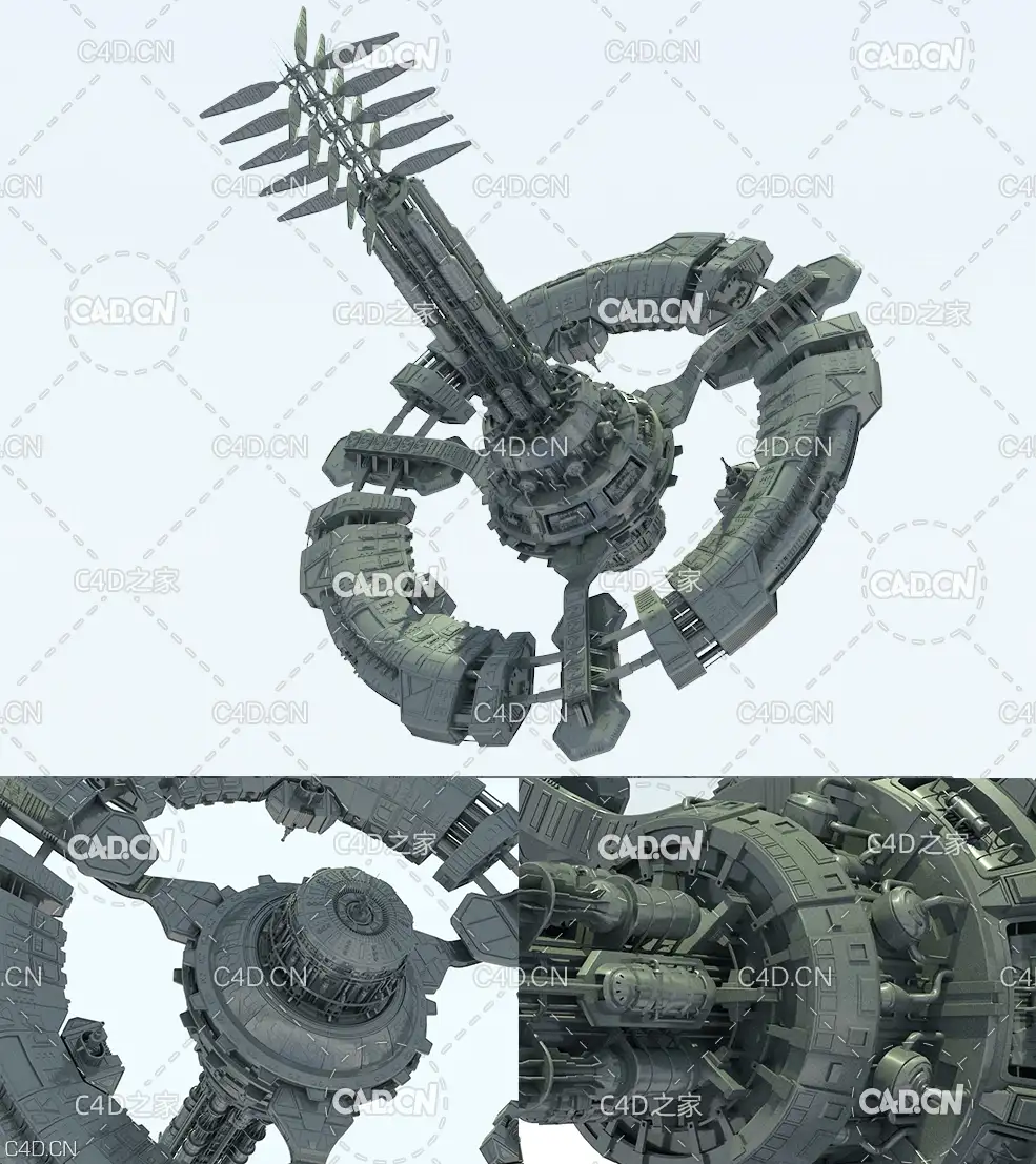太空飞船 科幻空间站场景C4D模型 Zenith