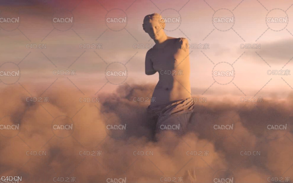 C4D使用XP粒子+OC制作夕阳云层特效中文案例教程