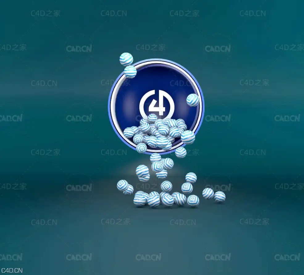 C4D制作logo里掉落的圆球动画教程 Falling Balls With RealFlow - Cinema 4D Tutorial