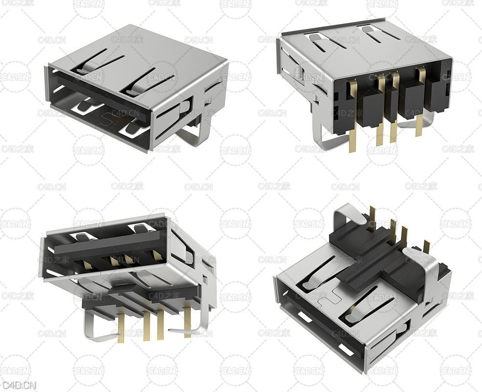 USB金属插头接口C4D模型