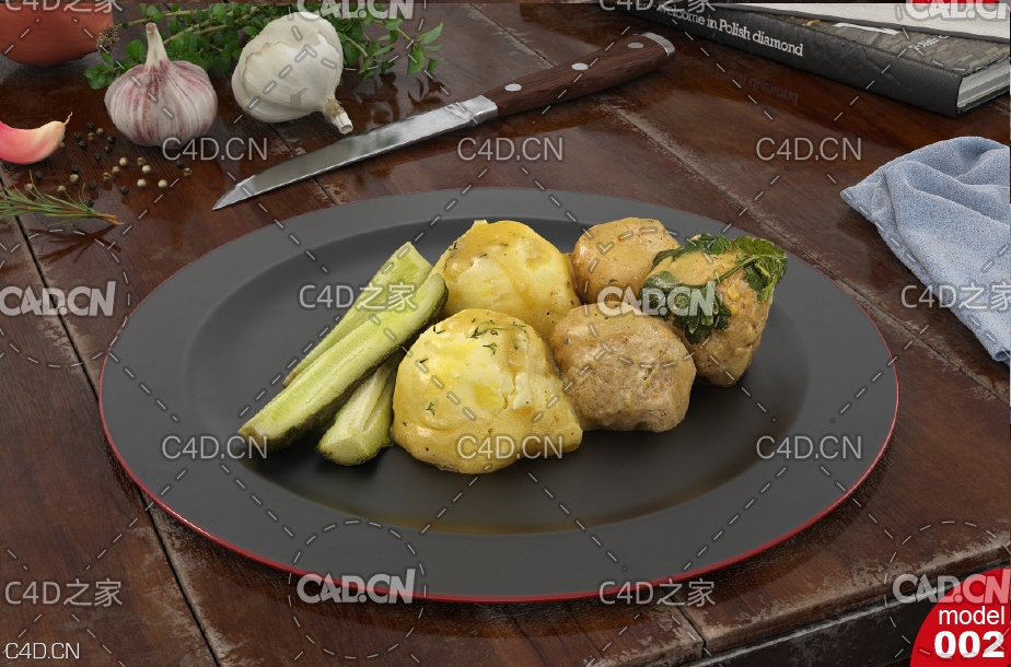 西餐：丸子奶油甜点C4D模型 - C4D之家 - 170-3_02.jpg