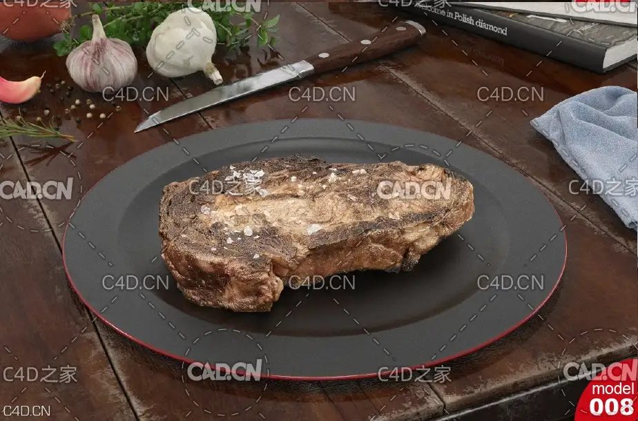西餐：烤肉 牛排C4D模型 steak
