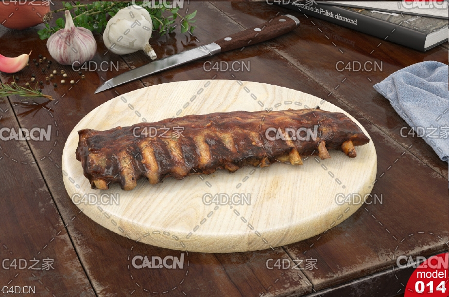 烤肋排C4D模型 Barbecued ribs