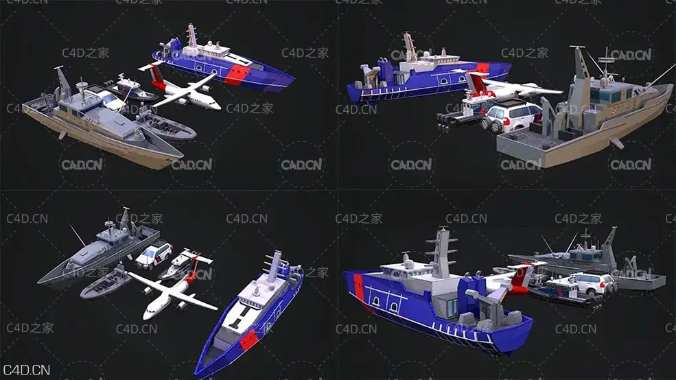 6个警用游艇飞机汽车三维模型合集 Cgtrader - pack of australian vehicle 3d model