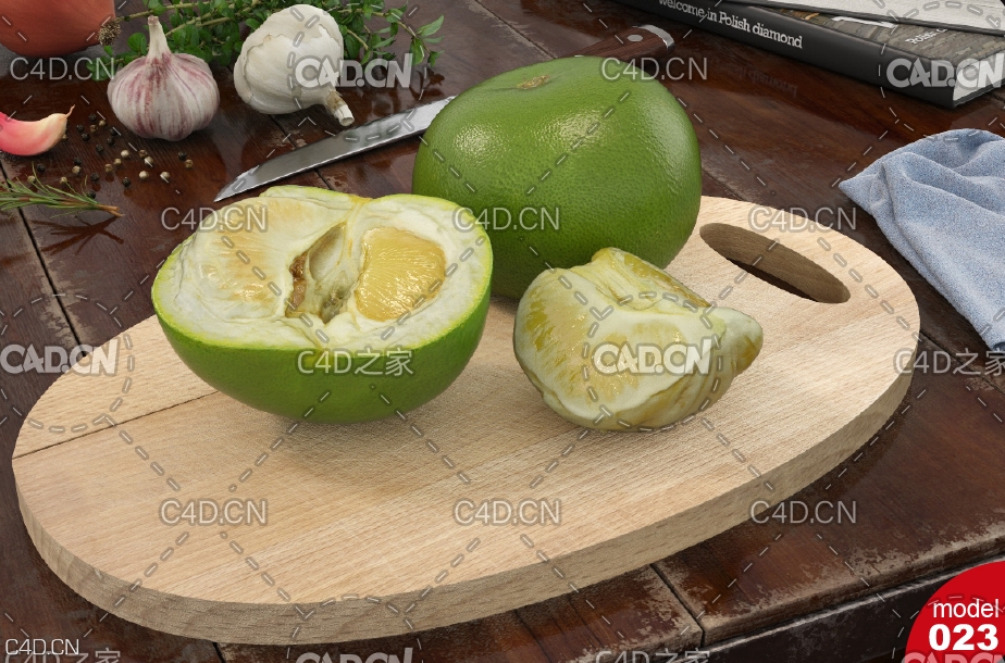 一半剥开的柚子C4D模型 Citrus maxima (Burm) Merr - C4D之家 - 170-14_01.jpg