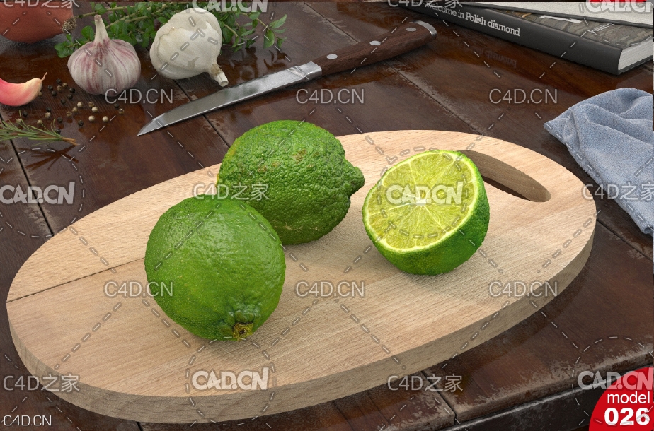 绿檬 青柠C4D模型 Lime