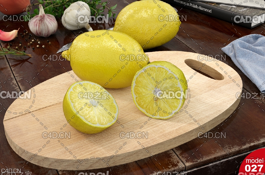 新鲜黄色柠檬C4D模型 Lime