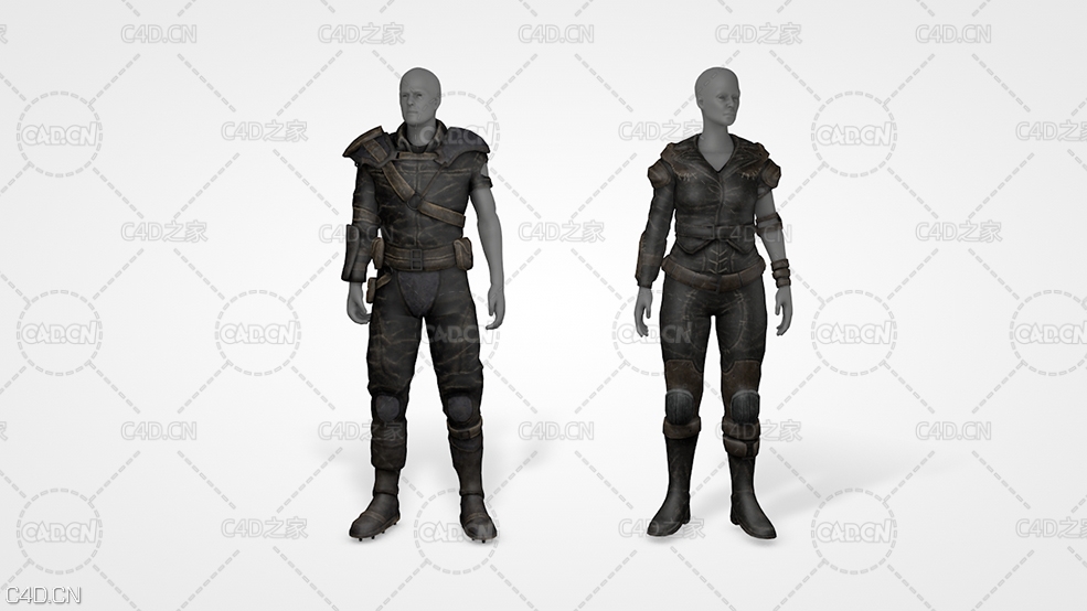 穿皮革衣服的男女人物模型 Leather Armour 3D model - C4D之家 - CN200110-28.jpg