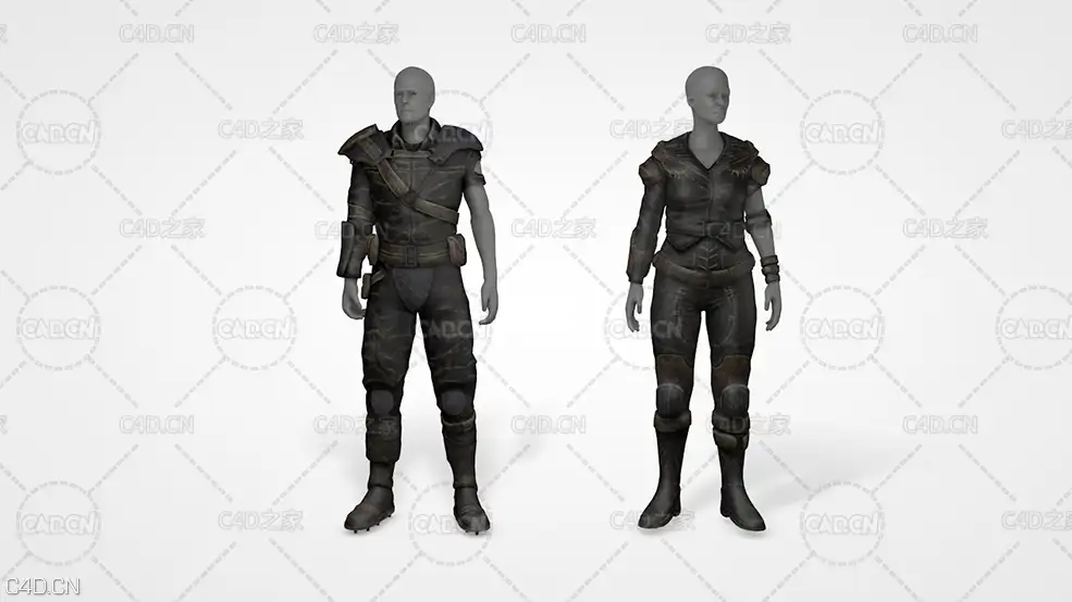 穿皮革衣服的男女人物模型 Leather Armour 3D model - C4D之家 - CN200110-28.jpg