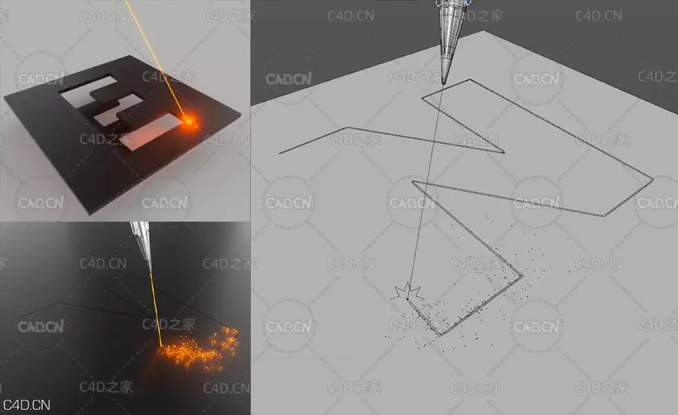 C4D制作激光切割 激光雕刻文字动画教程