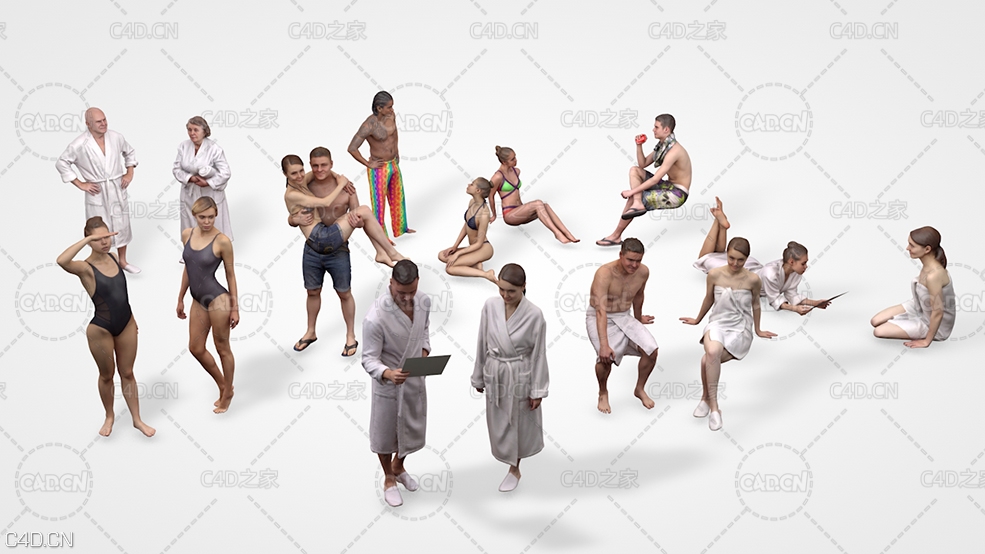 15个穿浴袍比基尼度假的人模型 Resort People Pack - C4D之家 - CN200110-42.jpg