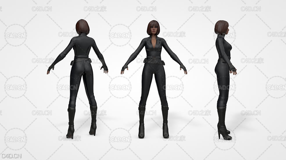 黑色皮衣女间谍 女战士 Spy Girl 3D model