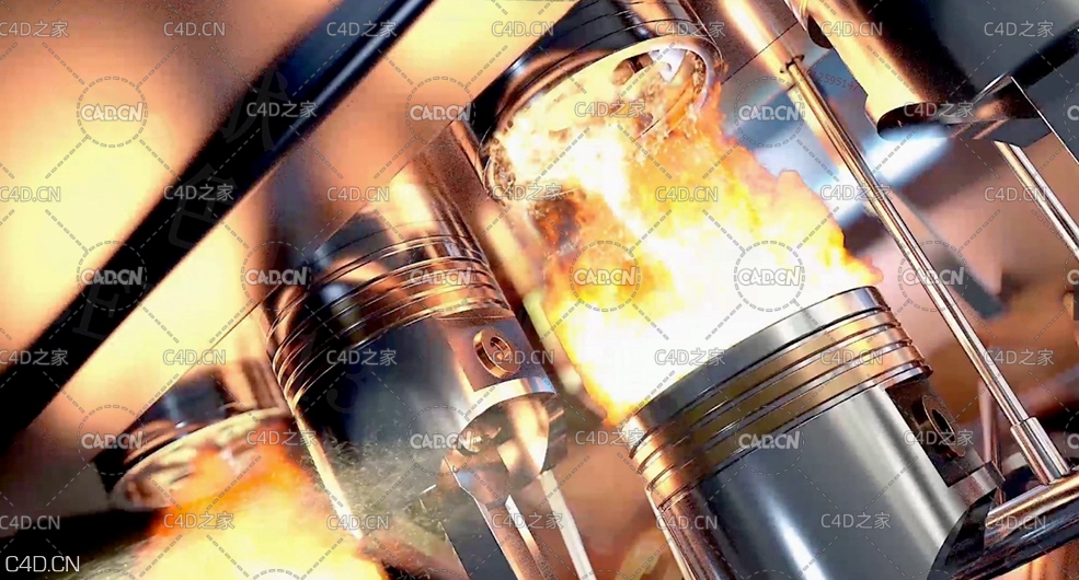 C4D建模+AE活塞动画视频教程