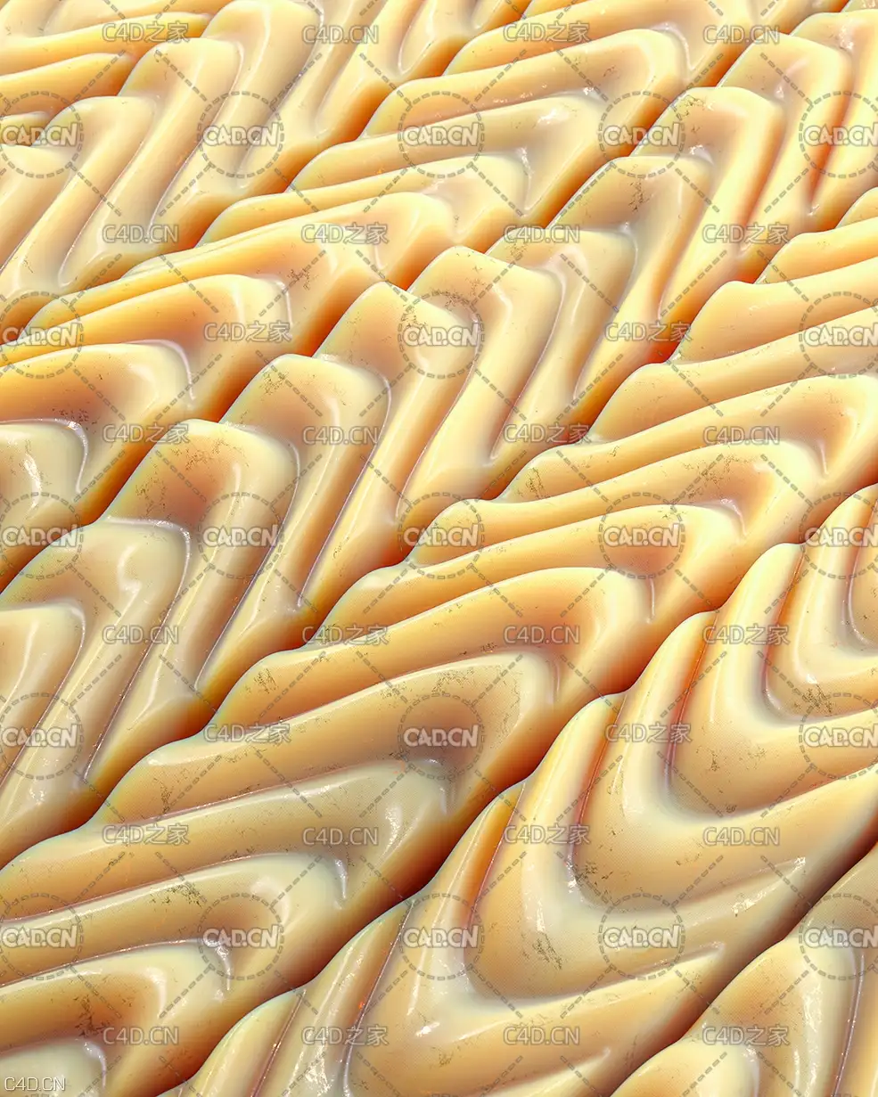 C4D Redshift动画工程：黄色SSS材质波纹物体动画 Pasta