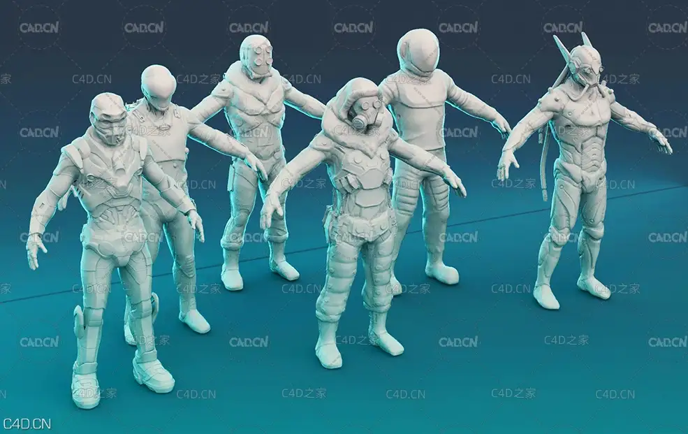 6个星际骑兵武装战士3D模型 CGTrader – Star Trooper Pack 3D models